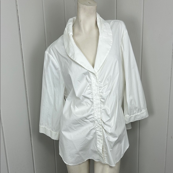 Lafayette 148 New York White Button Down Shirt top plus size 20 - Picture 7 of 7